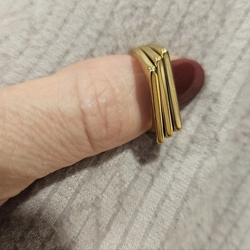 NEW Triple Connected Gold Stacked Rings - Multiple Sizes Available